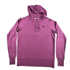 Nike Sportswear 1/4 Snap Sweatshirt Women's Medium Purple Hooded Shirt 299085